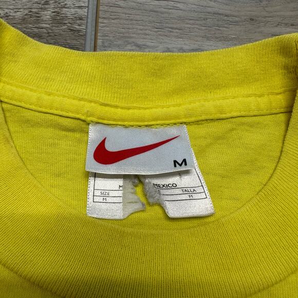 Vintage 90s Nike Air Max Brand Logo Swoosh Bright Yellow Mens S‎ Sporty Tshirt - Picture 4 of 8